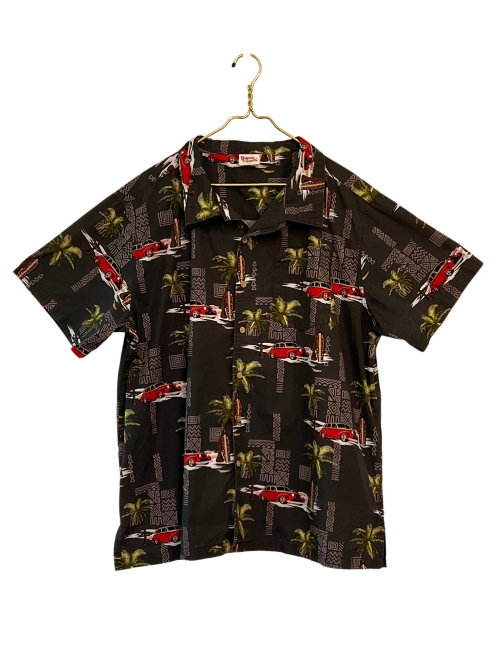 Barefoot in Paradise Hawaiian Shirt Classic Car Tropical Print XXL
